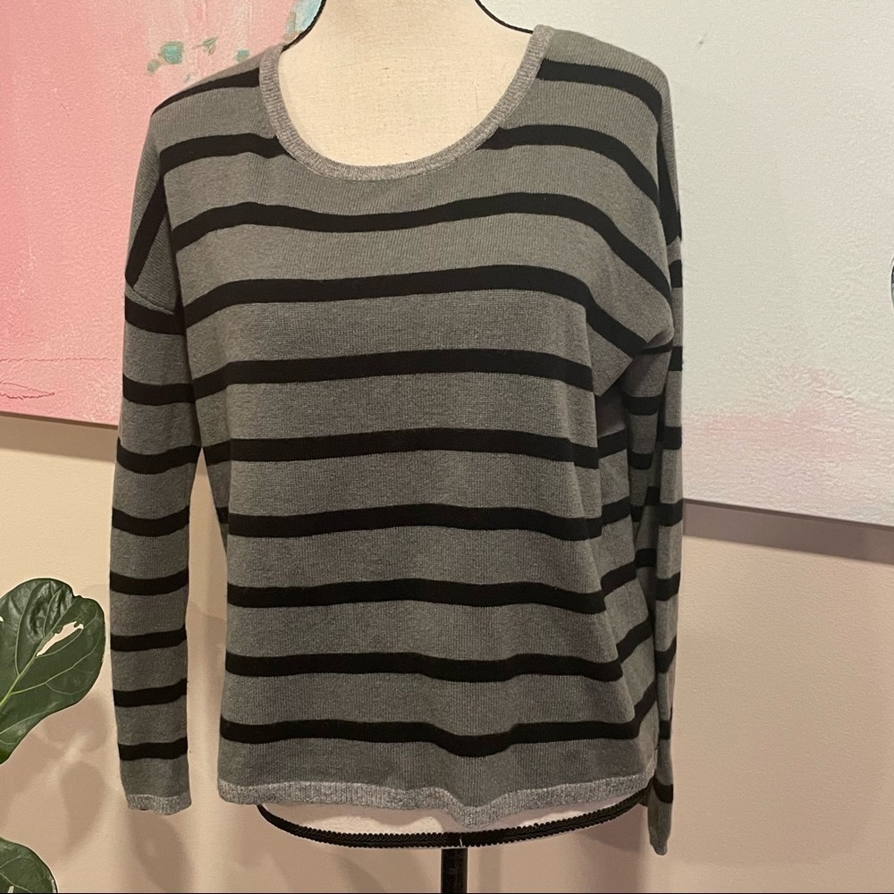 JUMPER 1234 STRIPE CASHMERE CREW SWEATER Green Gray Black - Size 1